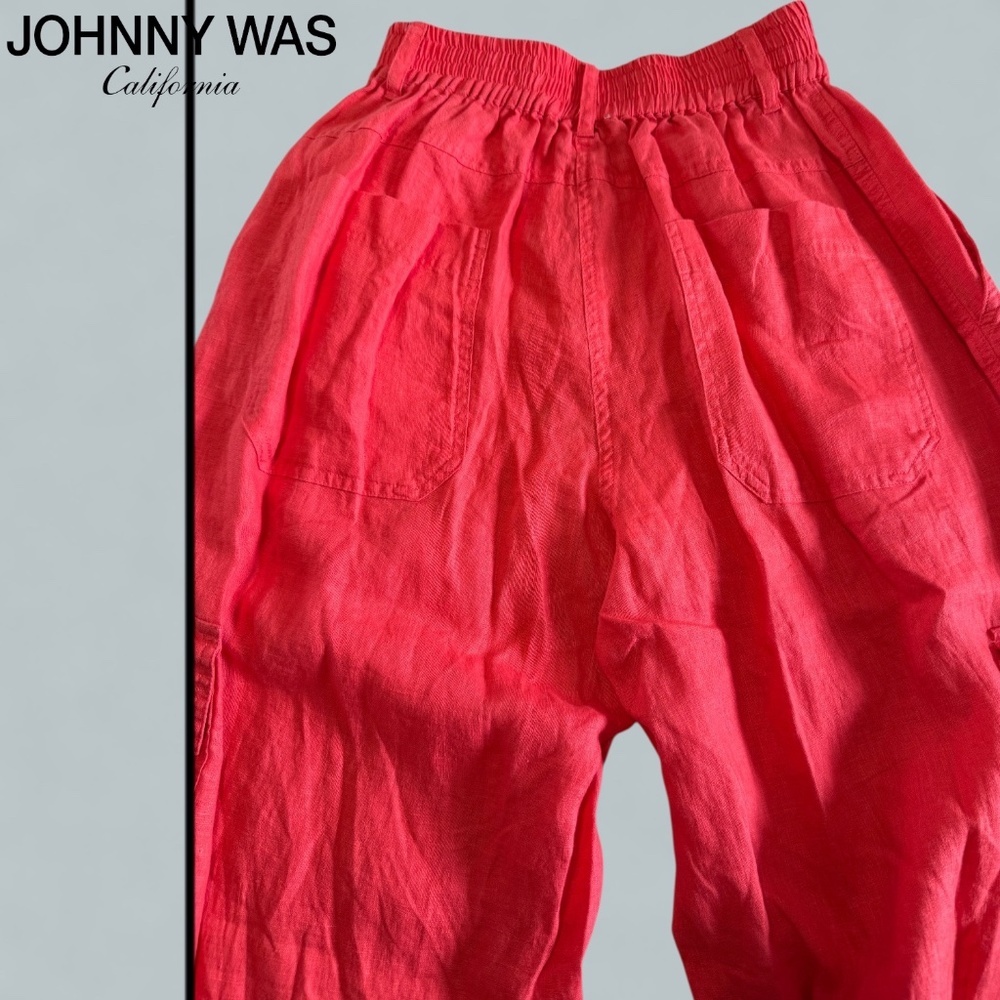 JOHNNY WAS Workshop Drawstring Hem Linen Cargo Pa… - image 8
